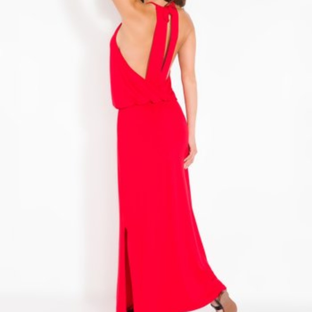 Red Blouson Maxi Dress